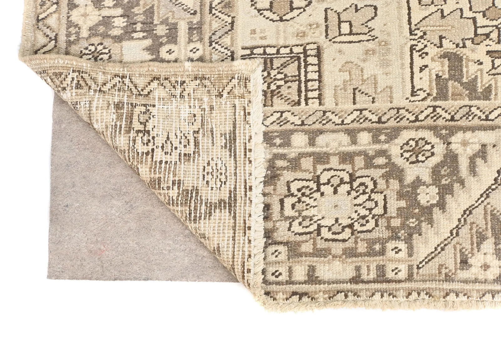 Muted Beige Floral 10X13 Distressed Vintage Oriental Rug - 11