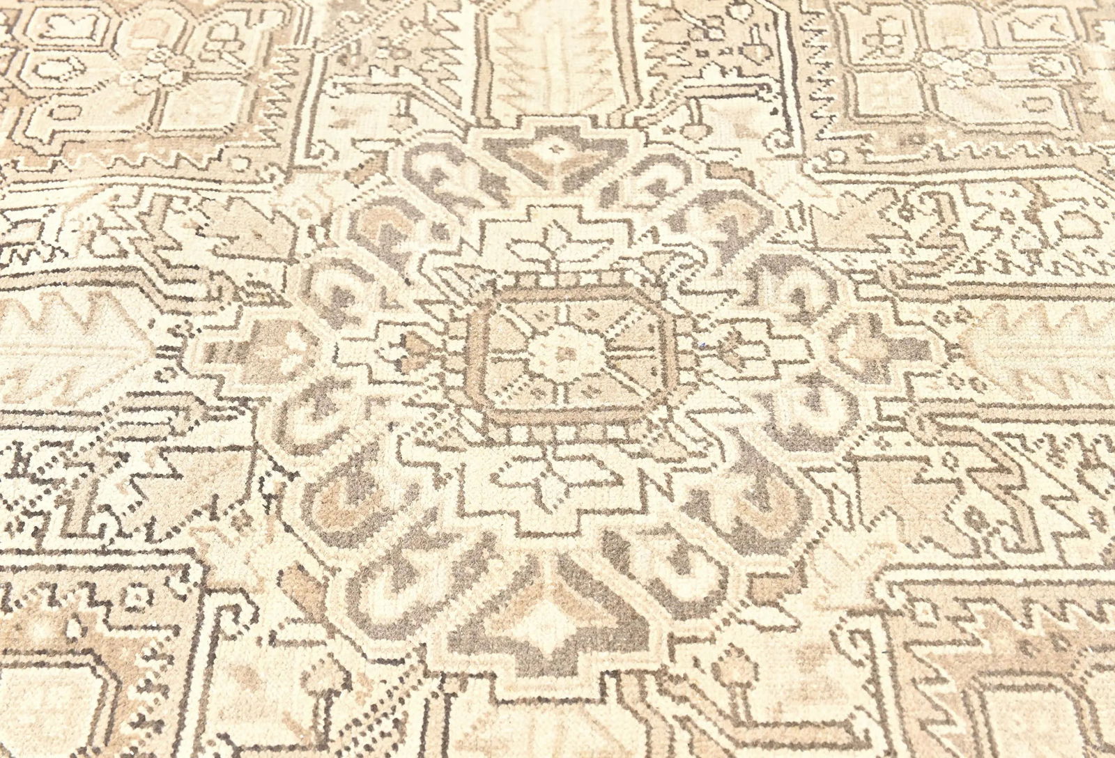 Muted Beige Floral 10X13 Distressed Vintage Oriental Rug - 5