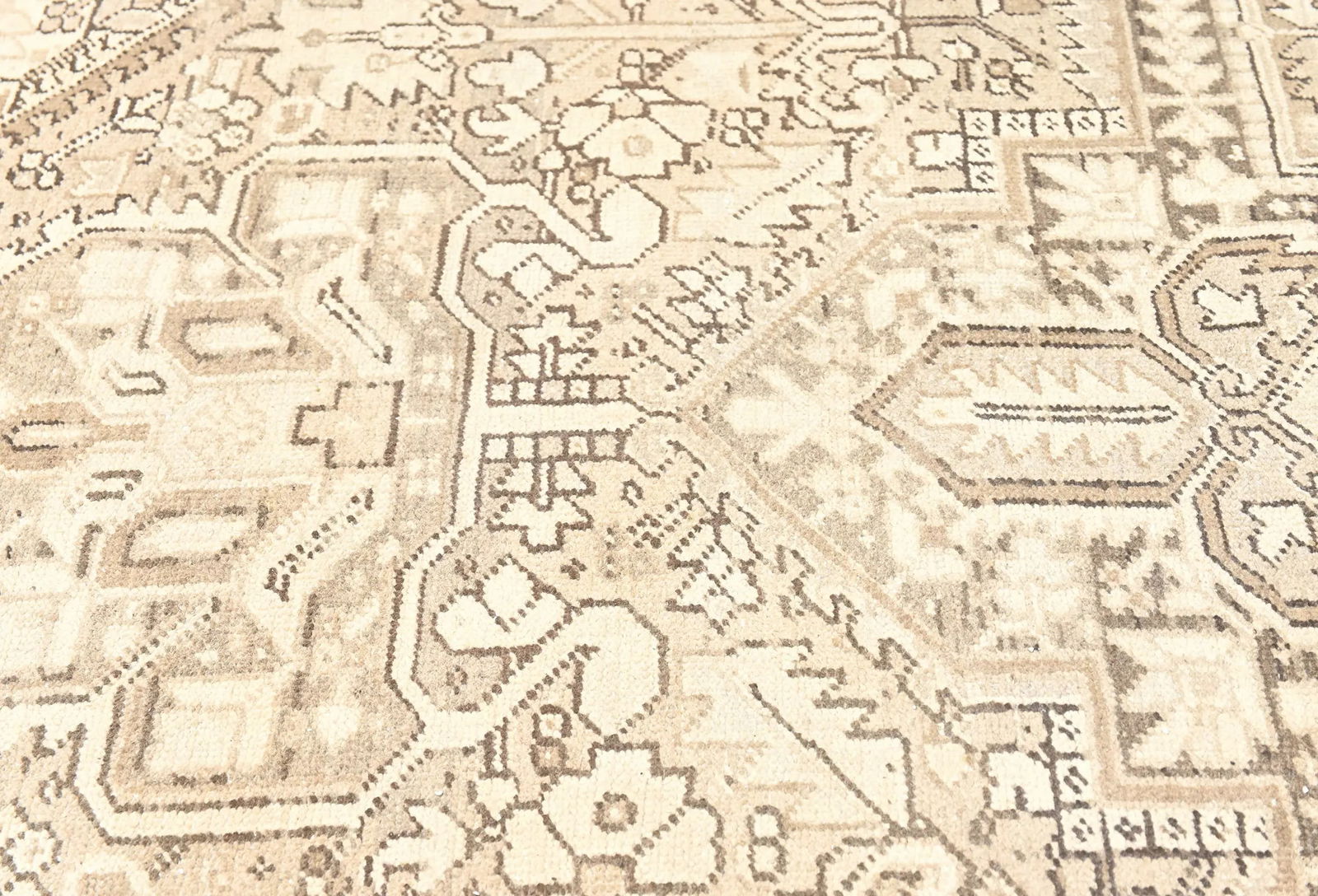 Muted Beige Floral 10X13 Distressed Vintage Oriental Rug - 6