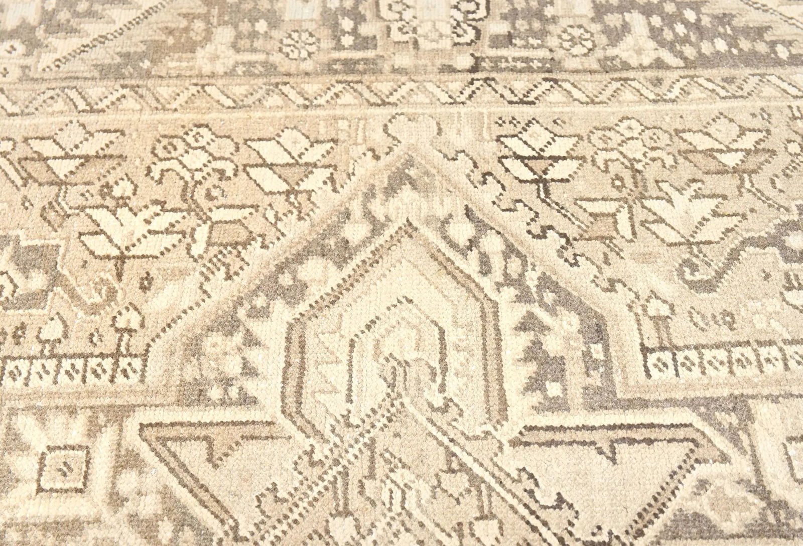 Muted Beige Floral 10X13 Distressed Vintage Oriental Rug - 7