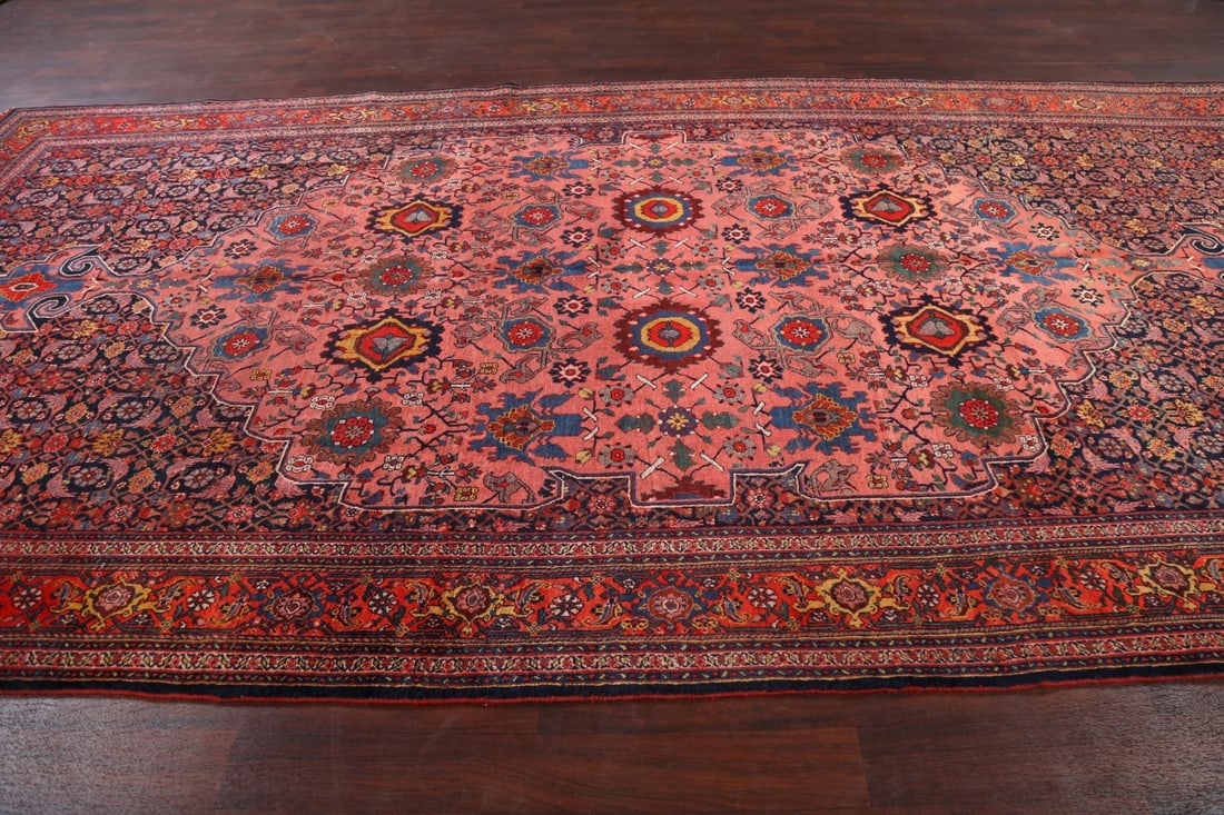 Pre-1900 Antique Vegetable Dye Bidjar Halvaei Persian Rug 8x15 - 15