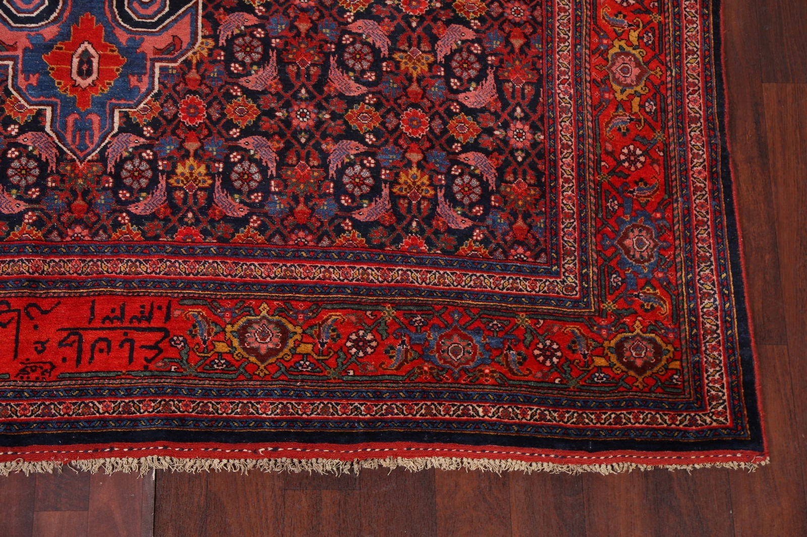 Pre-1900 Antique Vegetable Dye Bidjar Halvaei Persian Rug 8x15 - 7