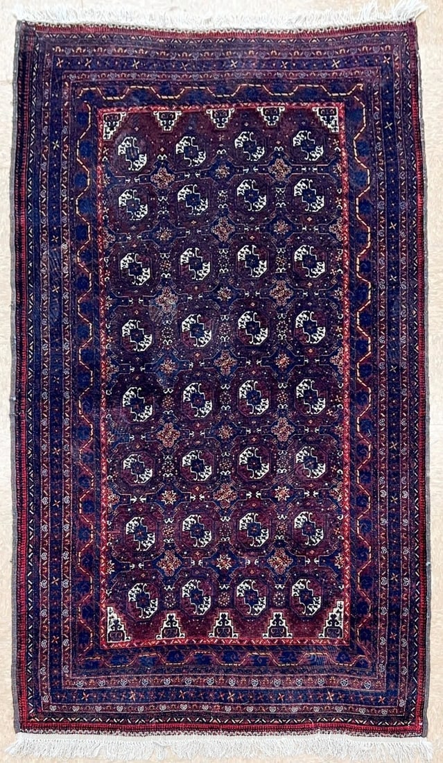 Hand Knotted Antique Persian Balouch Geometric Tribal Oriental Area Rug 4'2" x 7'11": Title:Hand Knotted Antique Persian Balouch Geometric Tribal Oriental Area Rug 4'2" x 7'11"Description:• Rug Number: H148 • Country of Origin: Iran • Style, Design: Persian