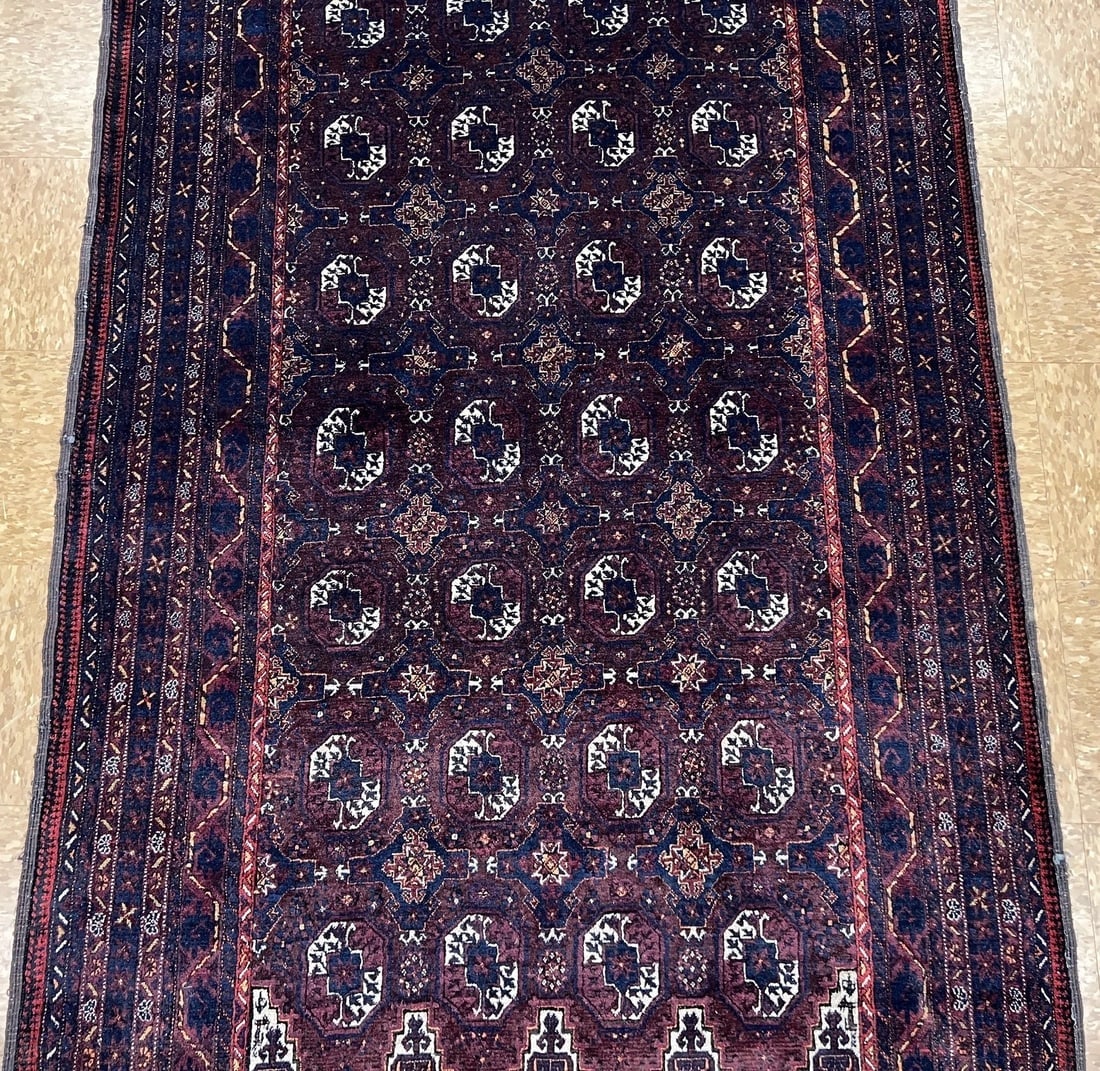 Hand Knotted Antique Persian Balouch Geometric Tribal Oriental Area Rug 4'2" x 7'11" - 3