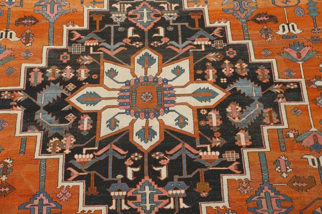 Pre-1900 Antique Vegetable Dye Heriz Serapi Persian Rug 10x15 - 5