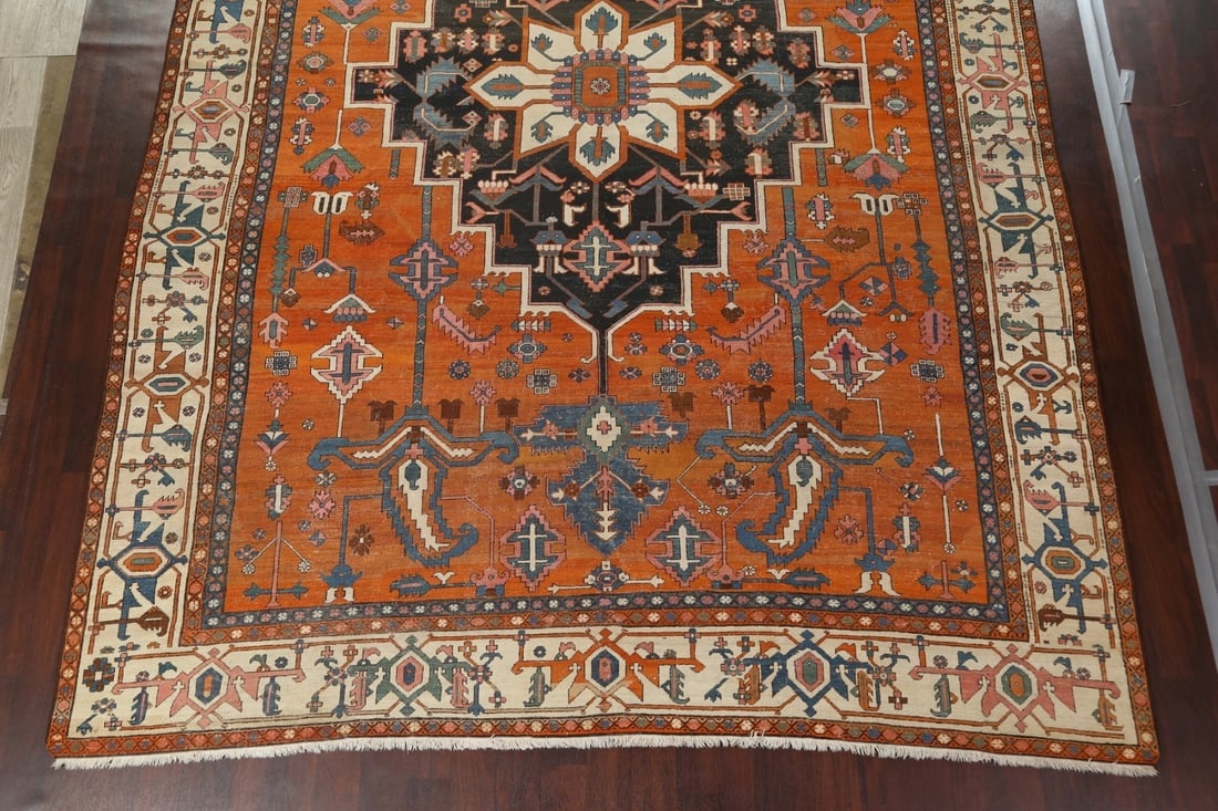 Pre-1900 Antique Vegetable Dye Heriz Serapi Persian Rug 10x15 - 6