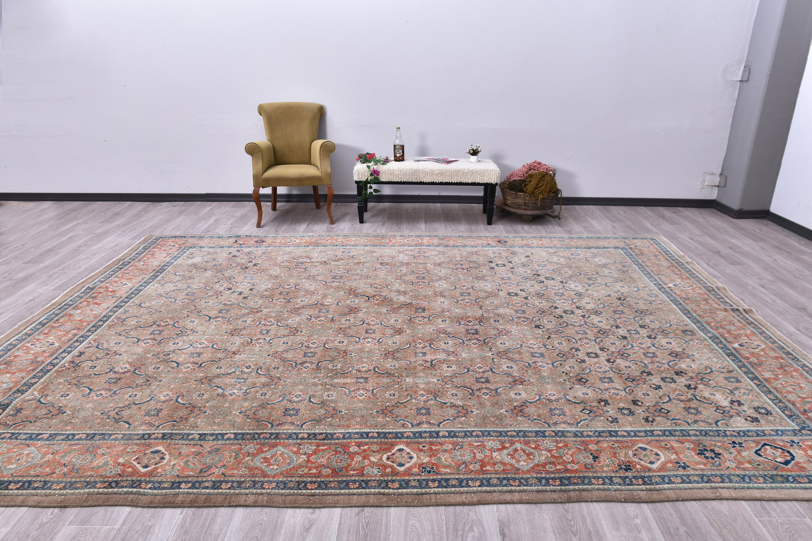 9'7'' x 13'5'' Unique Handmade Vintage Rug - 243565: Title: 9'7'' x 13'5'' Unique Handmade Vintage Rug - 243565 Description:9'7'' x 13'5'' Unique Handmade Vintage Rug - 243565 Origin:Turkiye Date/Period:1960-90 Materials:Wool,Cotton Dimension:9'7''x13'5