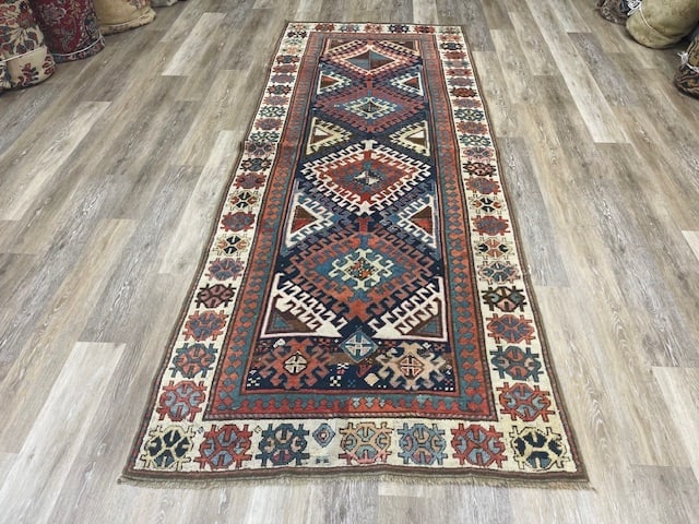 Antique Karabagh caucasian kazak Runner-4399 (1 of 9)