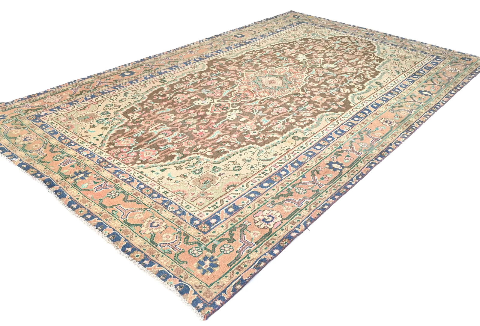 Semi Antique Muted Brown Floral 6X10 Distressed Oriental Rug - 3