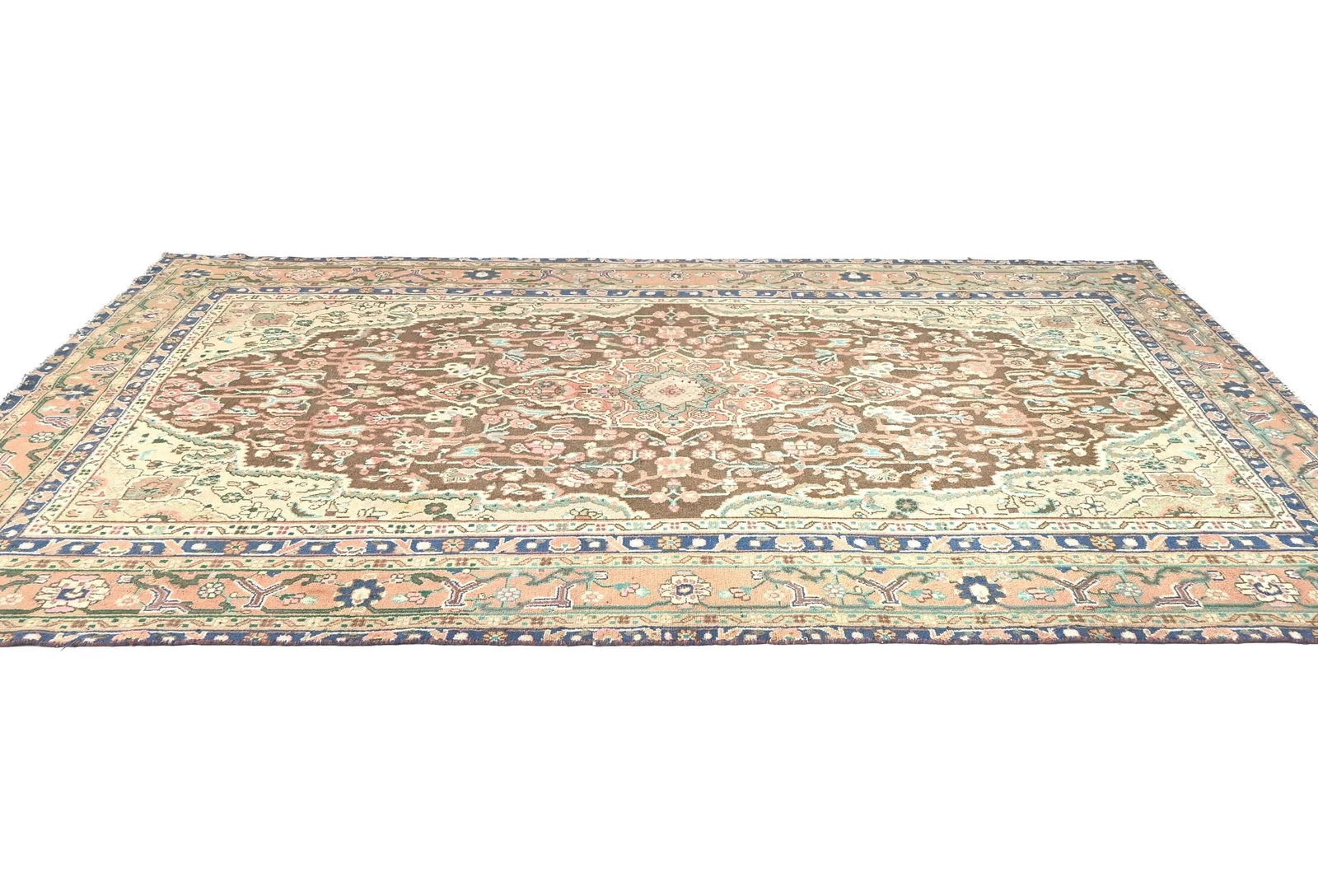 Semi Antique Muted Brown Floral 6X10 Distressed Oriental Rug - 4