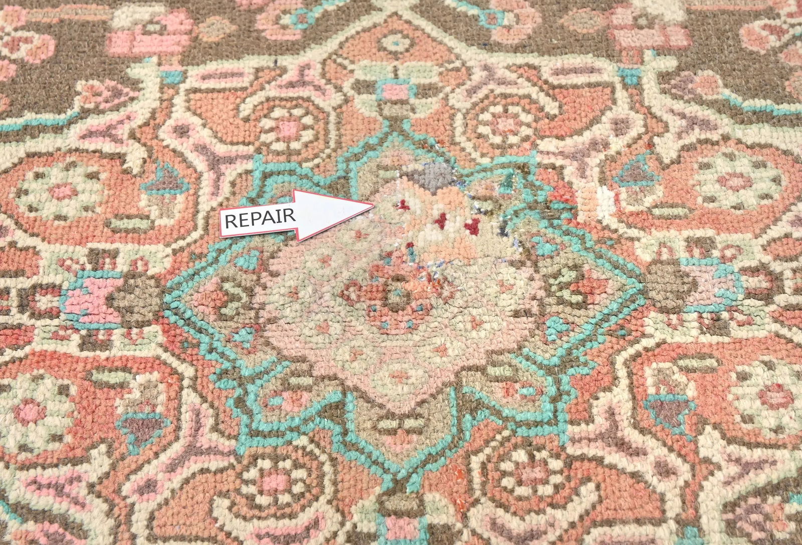 Semi Antique Muted Brown Floral 6X10 Distressed Oriental Rug - 6