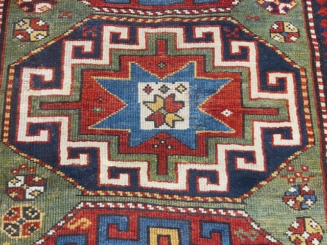 Antique Hooked design Kazak Caucasian Rug-5314 - 3