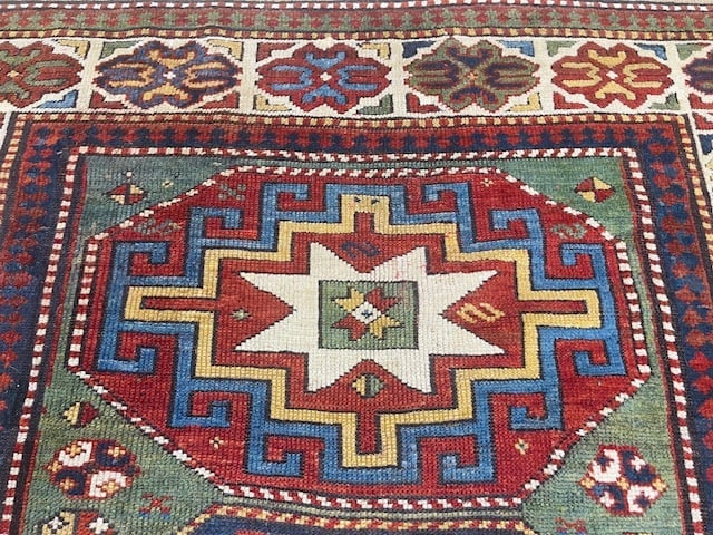 Antique Hooked design Kazak Caucasian Rug-5314 - 4