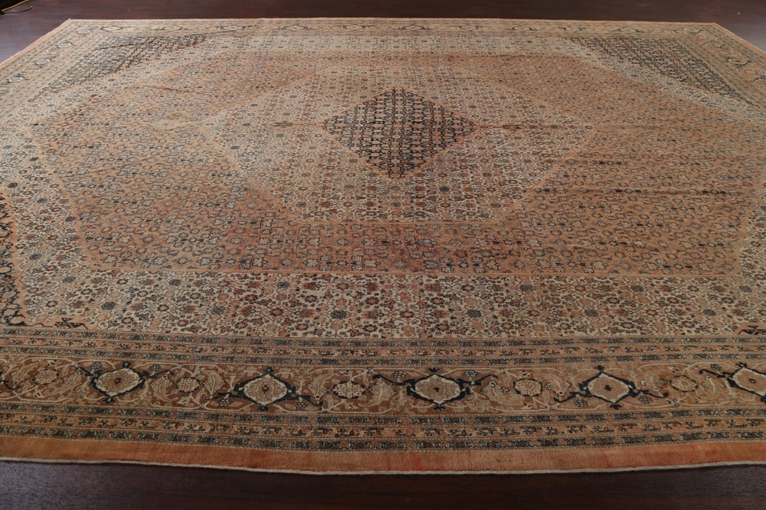 Pre-1900 Antique Vegetable Dye Tabriz Haj Jalili Persian Rug 13x18 - 16
