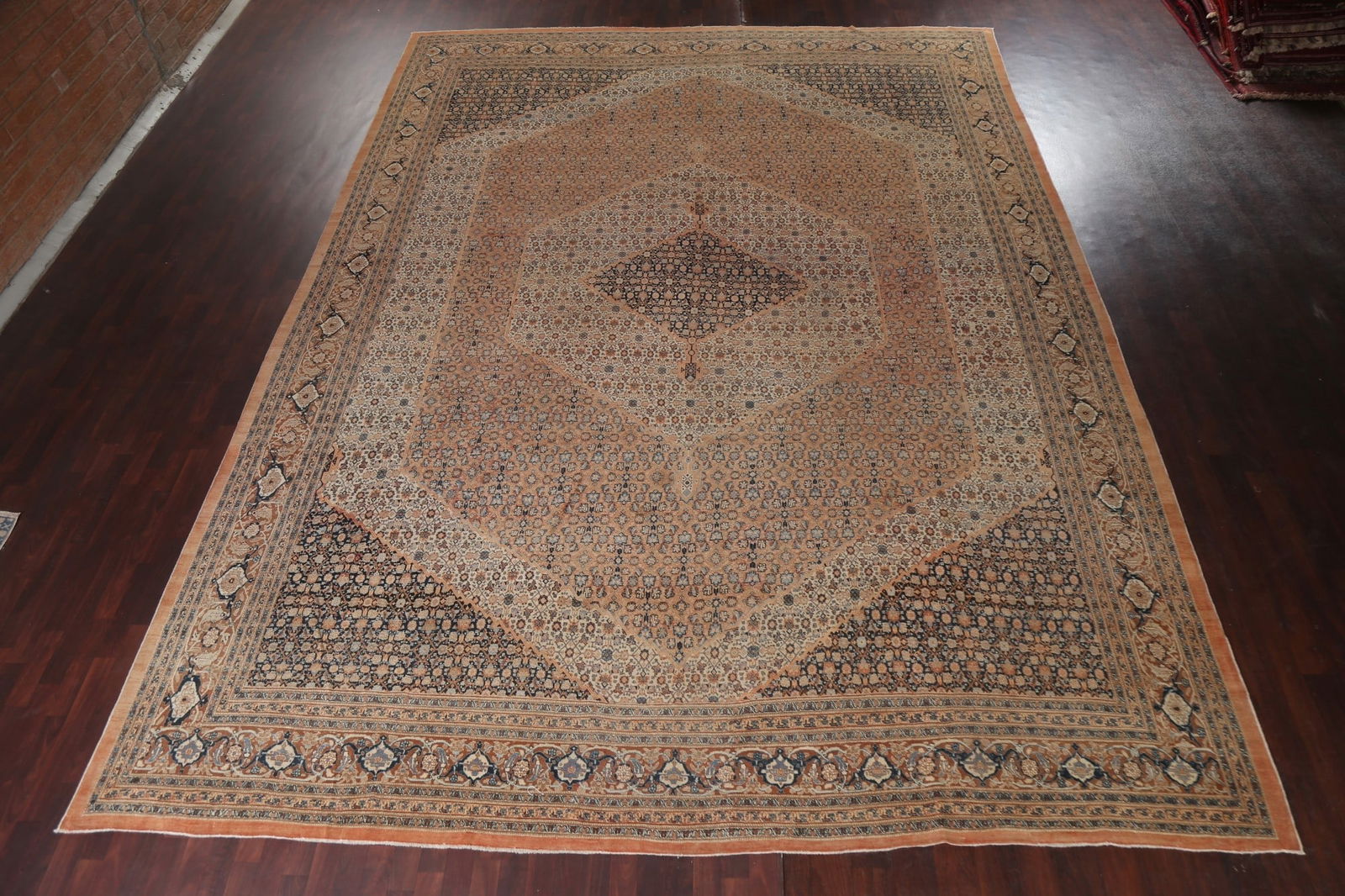 Pre-1900 Antique Vegetable Dye Tabriz Haj Jalili Persian Rug 13x18 - 3