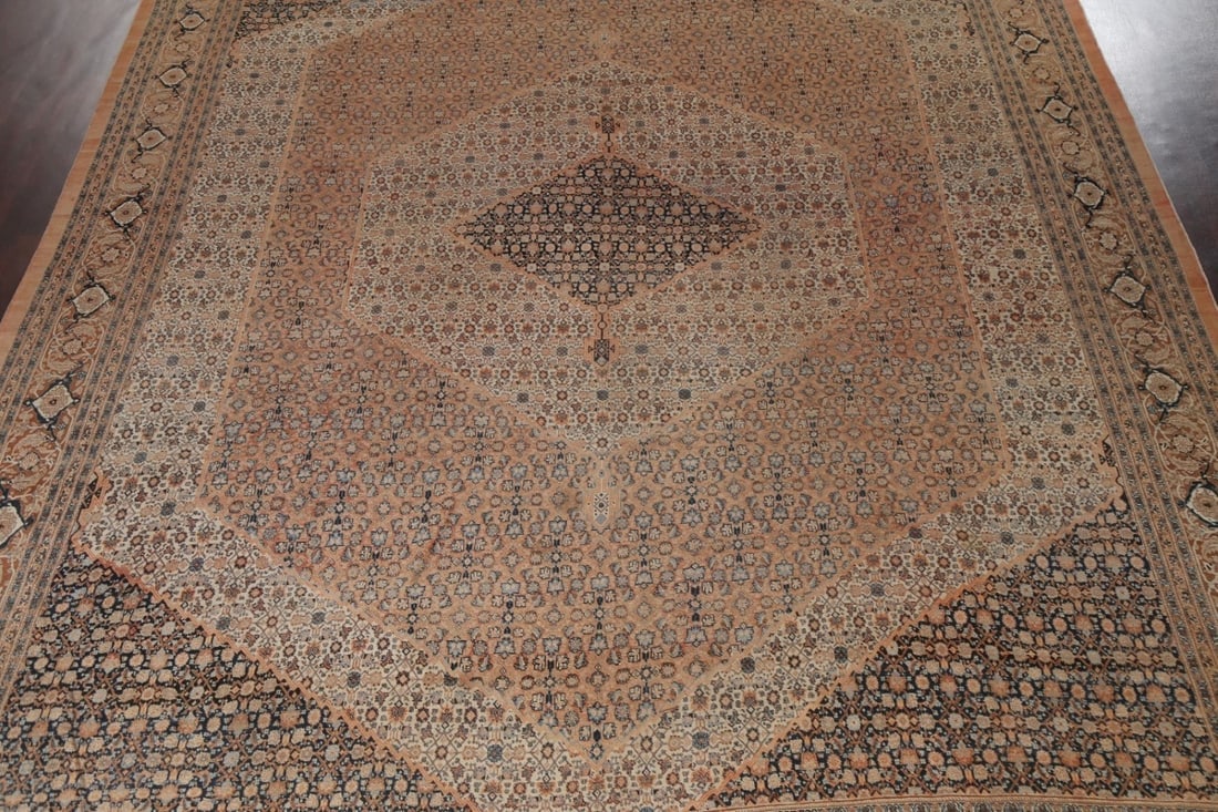 Pre-1900 Antique Vegetable Dye Tabriz Haj Jalili Persian Rug 13x18 - 4