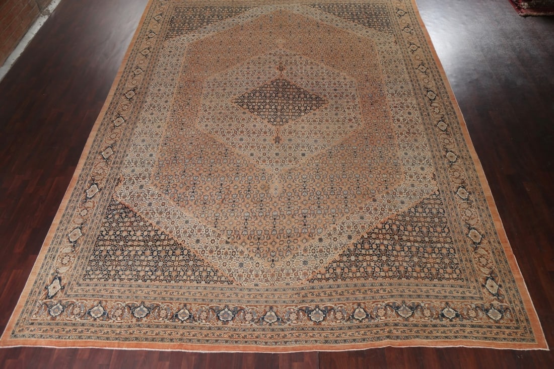 Pre-1900 Antique Vegetable Dye Tabriz Haj Jalili Persian Rug 13x18 - 6