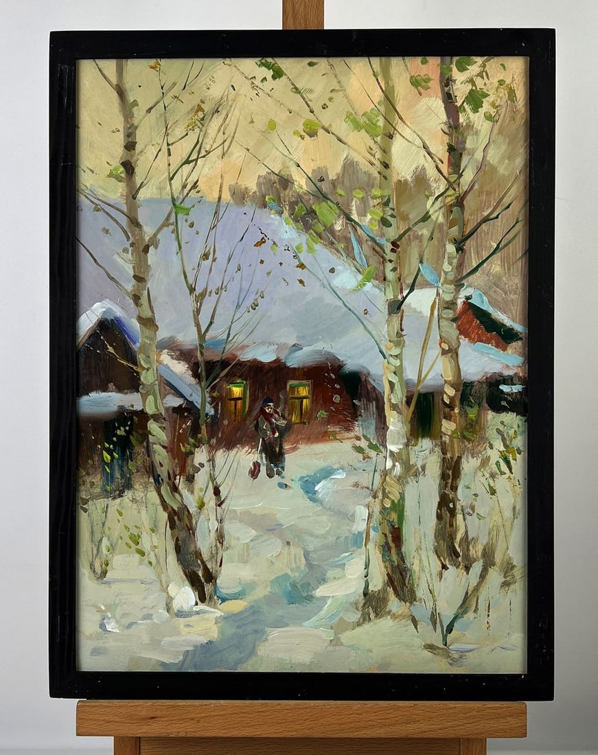 Oil painting Snow covered evening house Yuriy Suprunchuk (1 of 11)