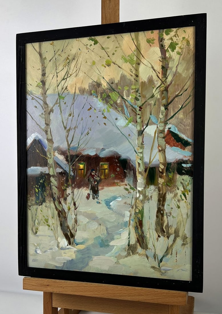 Oil painting Snow covered evening house Yuriy Suprunchuk - 2
