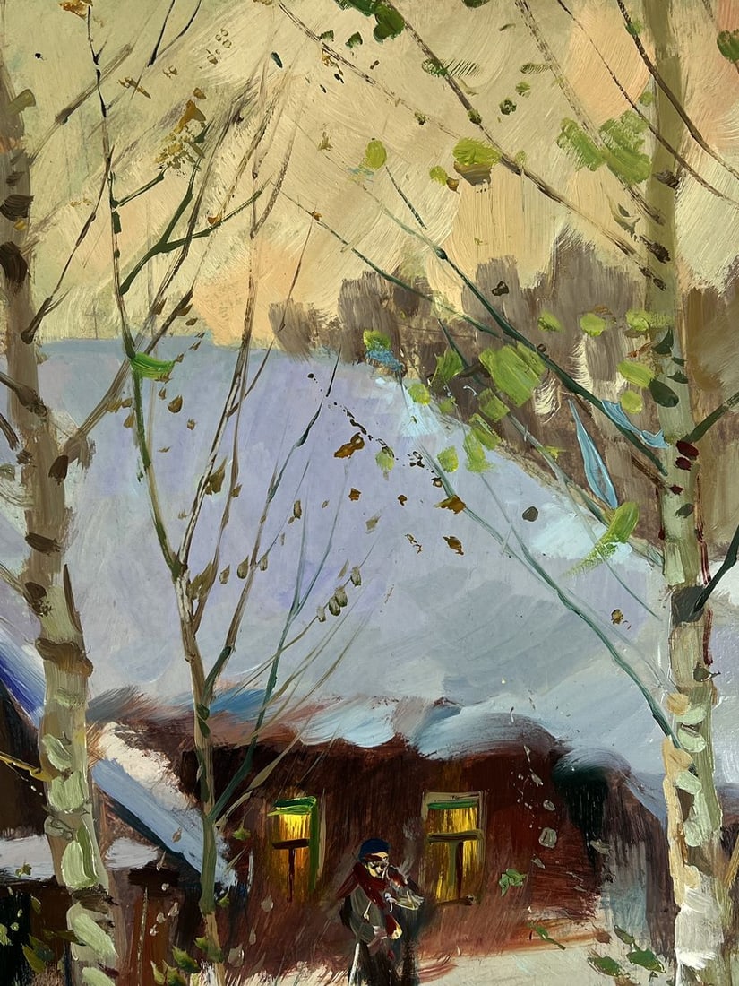 Oil painting Snow covered evening house Yuriy Suprunchuk - 4