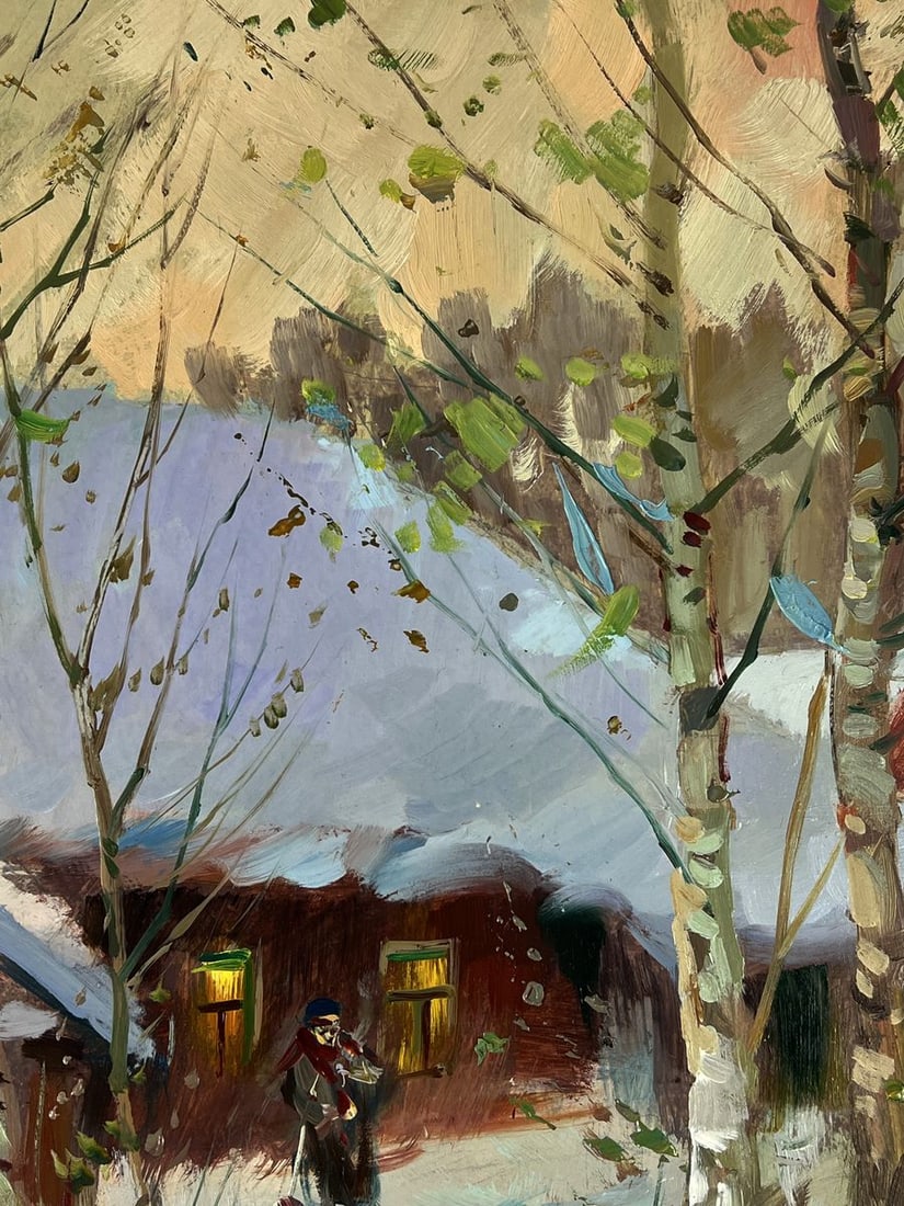 Oil painting Snow covered evening house Yuriy Suprunchuk - 5