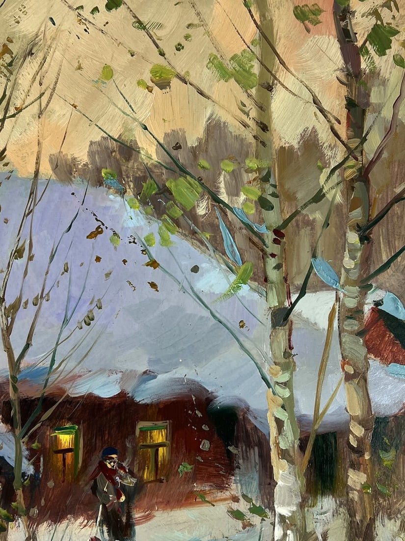Oil painting Snow covered evening house Yuriy Suprunchuk - 6
