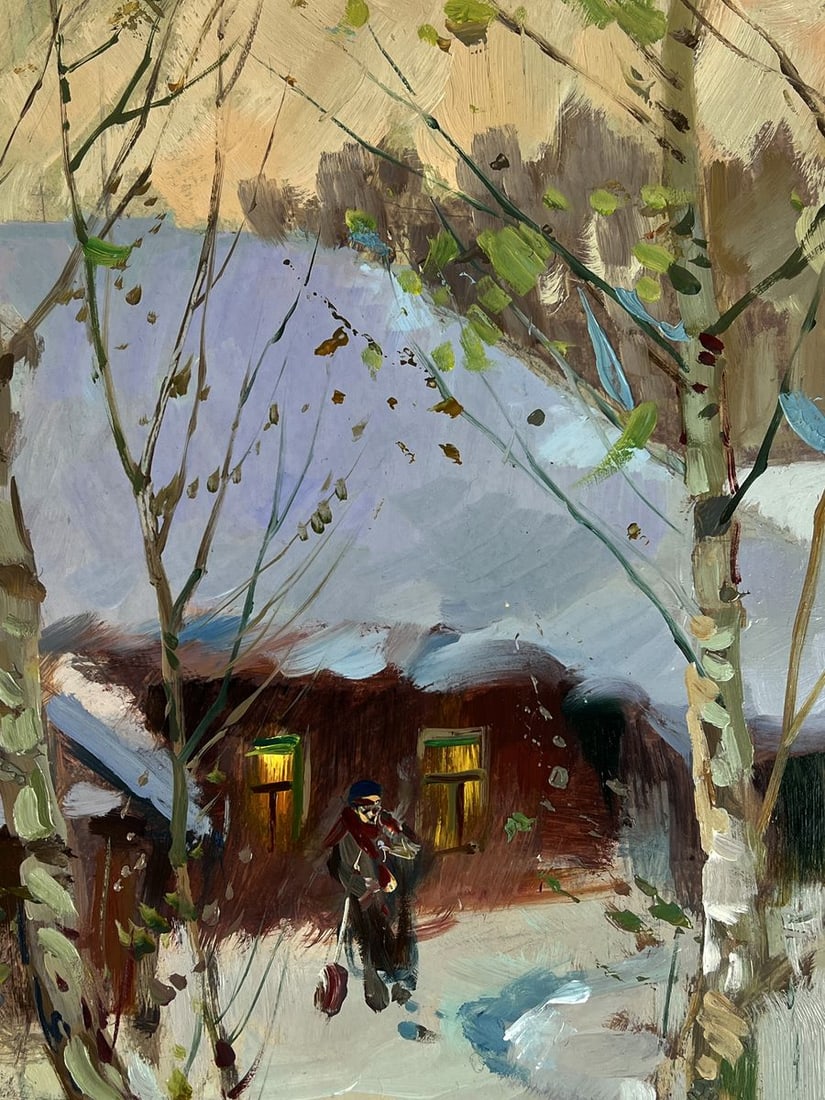 Oil painting Snow covered evening house Yuriy Suprunchuk - 7