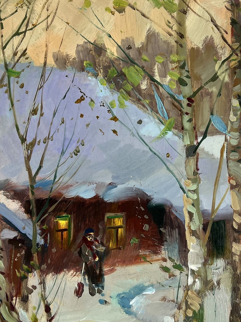 Oil painting Snow covered evening house Yuriy Suprunchuk - 8