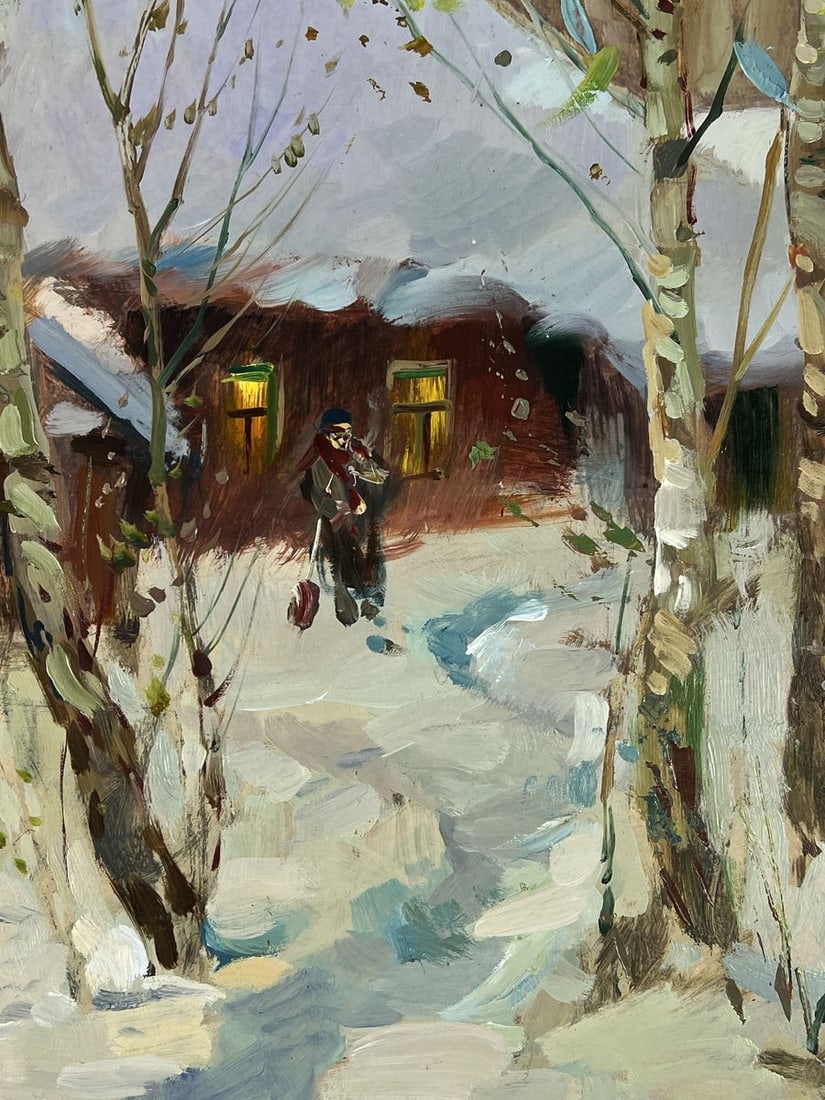 Oil painting Snow covered evening house Yuriy Suprunchuk - 9