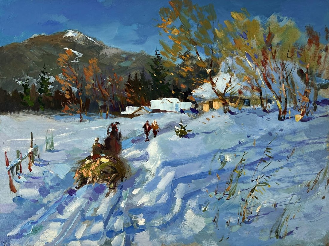 Oil painting Lush Winter in the Village Yuriy Suprunchuk - 3