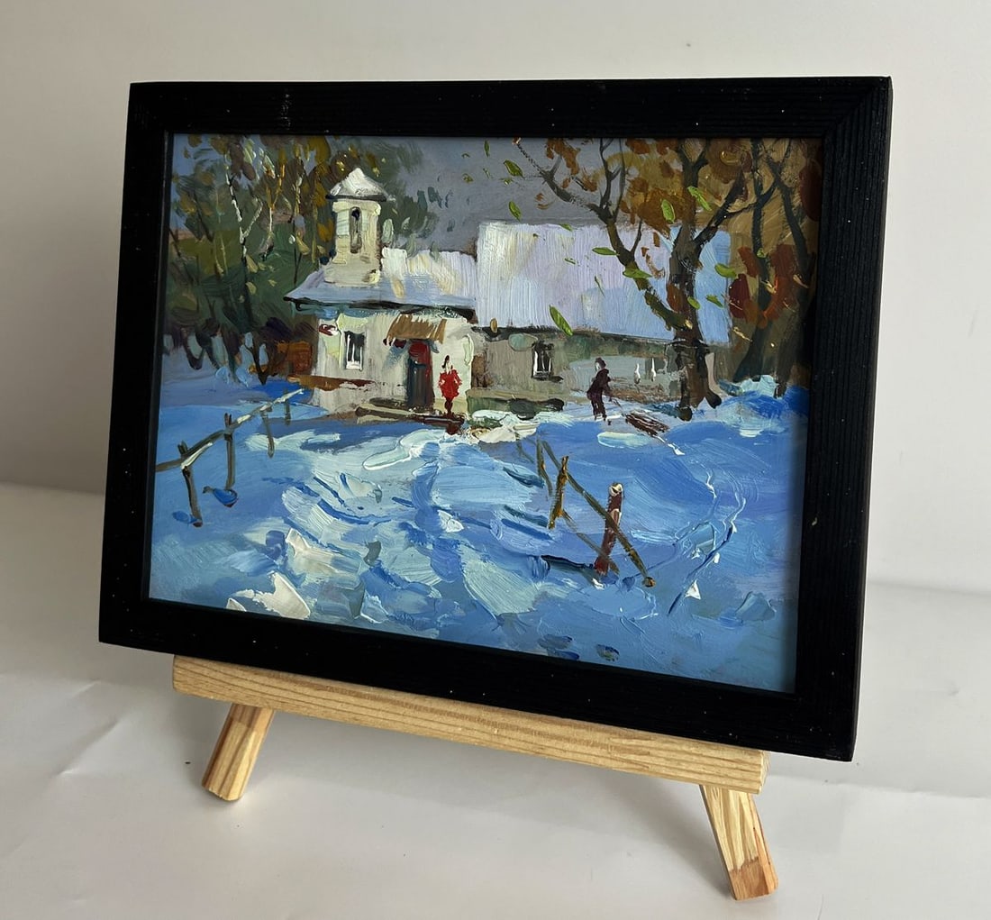 Oil painting After a winter snowstorm overnight Yuriy Suprunchuk - 2