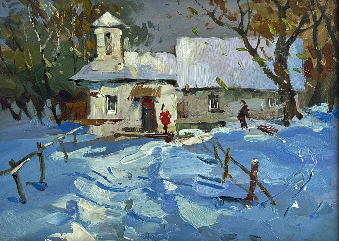 Oil painting After a winter snowstorm overnight Yuriy Suprunchuk - 3