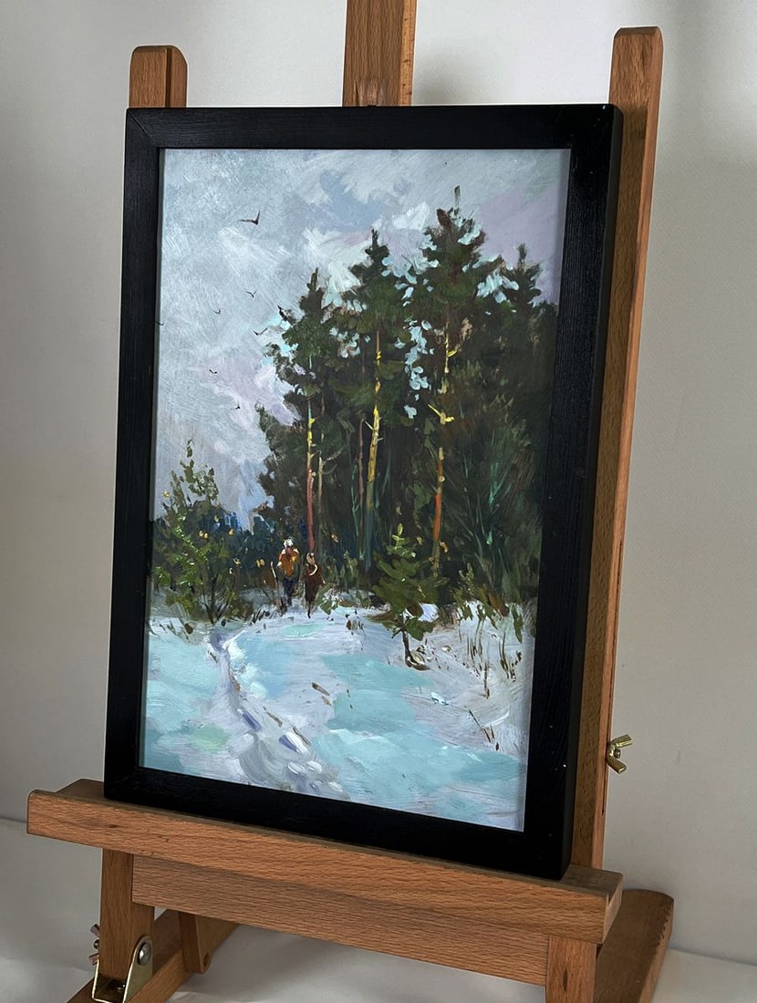 Oil painting A walk through the winter forest Yuriy Suprunchuk - 2