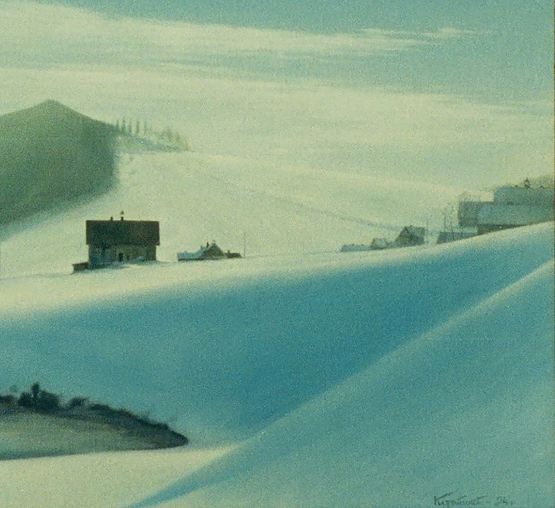 Oil painting After the winter snowstorm at night Vasily Korkishko - 2