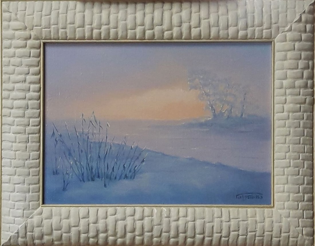 Oil painting Frosty winter morning Vasily Korkishko: Title: Oil painting Frosty winter morning Vasily Korkishko Description: NoKork 248 *** ABOUT THIS PAINTING *** * TITLE: "Frosty winter morning" * ARTISTS: Vasily Korkishko * SIZE: 25x35 cm/'9.84x13.77