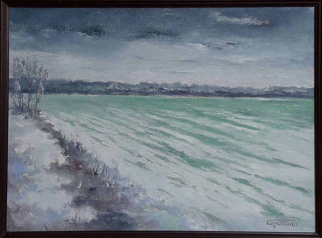 Oil painting The first snow fell Vasily Korkishko (1 of 2)