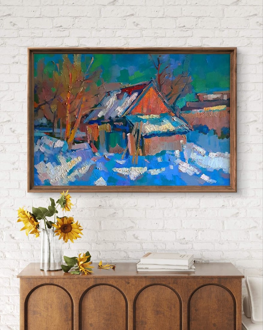 Oil painting Winter snowy morning Peter Dobrev - 4
