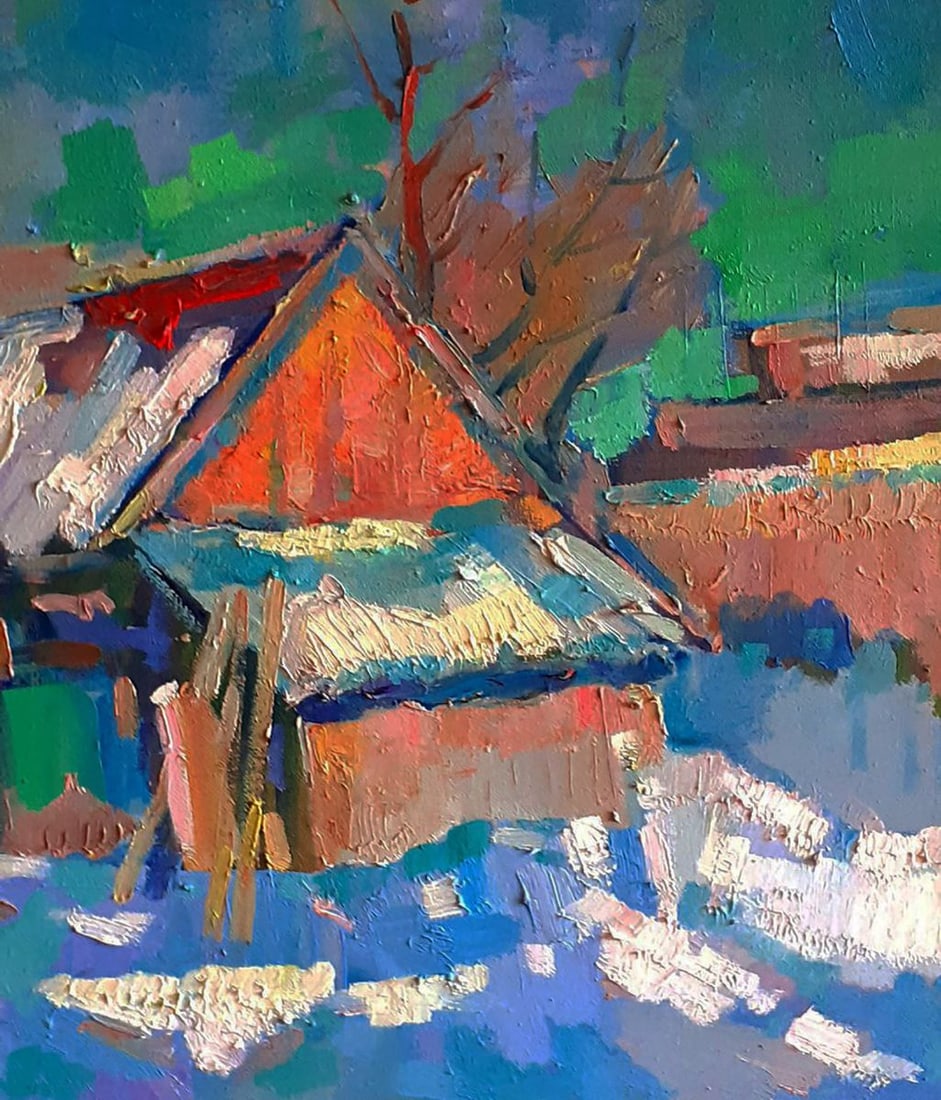 Oil painting Winter snowy morning Peter Dobrev - 5