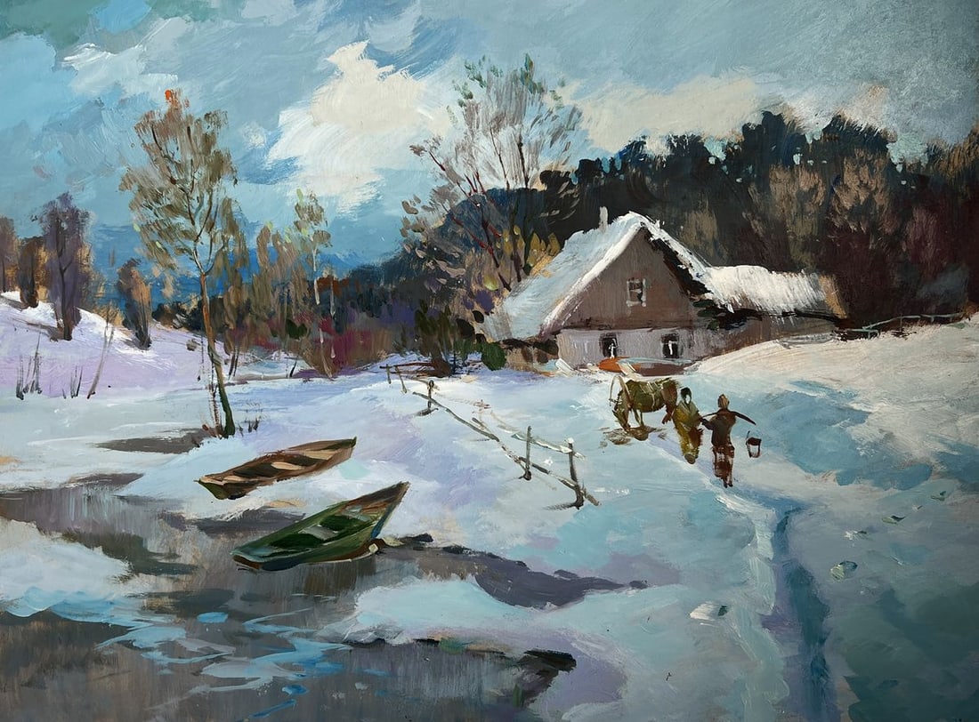 Oil painting Path through snowdrifts Yuriy Suprunchuk - 3