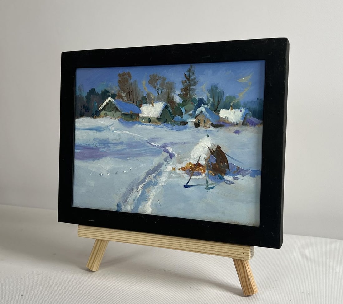Oil painting Snowy path to the village Yuriy Suprunchuk - 2