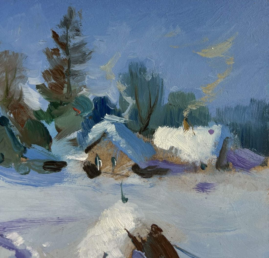 Oil painting Snowy path to the village Yuriy Suprunchuk - 4