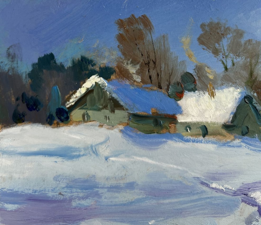 Oil painting Snowy path to the village Yuriy Suprunchuk - 5
