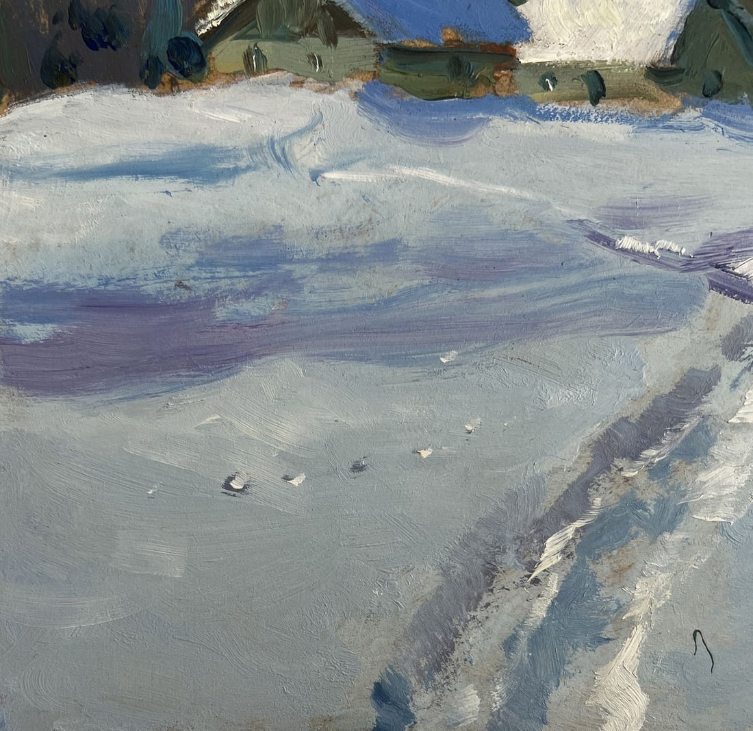 Oil painting Snowy path to the village Yuriy Suprunchuk - 6