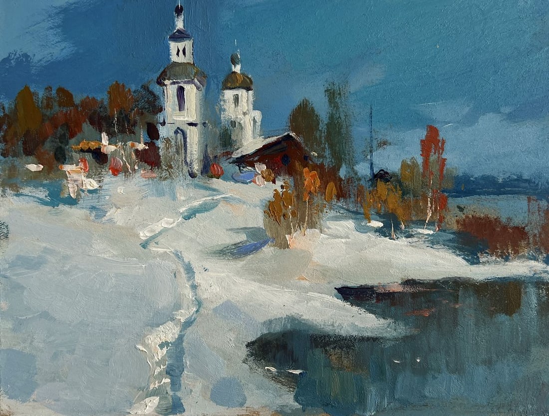 Oil painting The first snow fell Yuriy Suprunchuk - 3