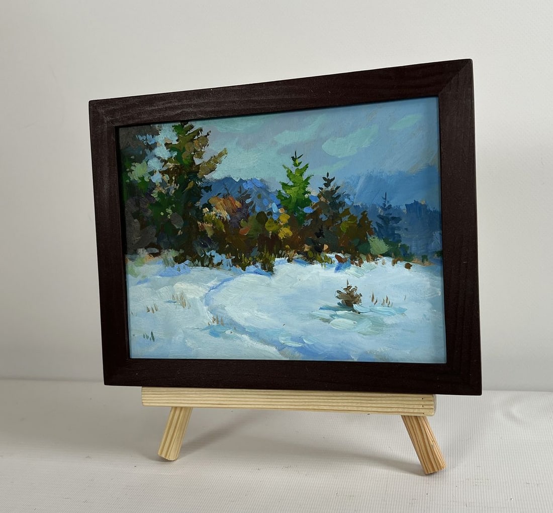 Oil painting In the snowy forest Yuriy Suprunchuk - 2