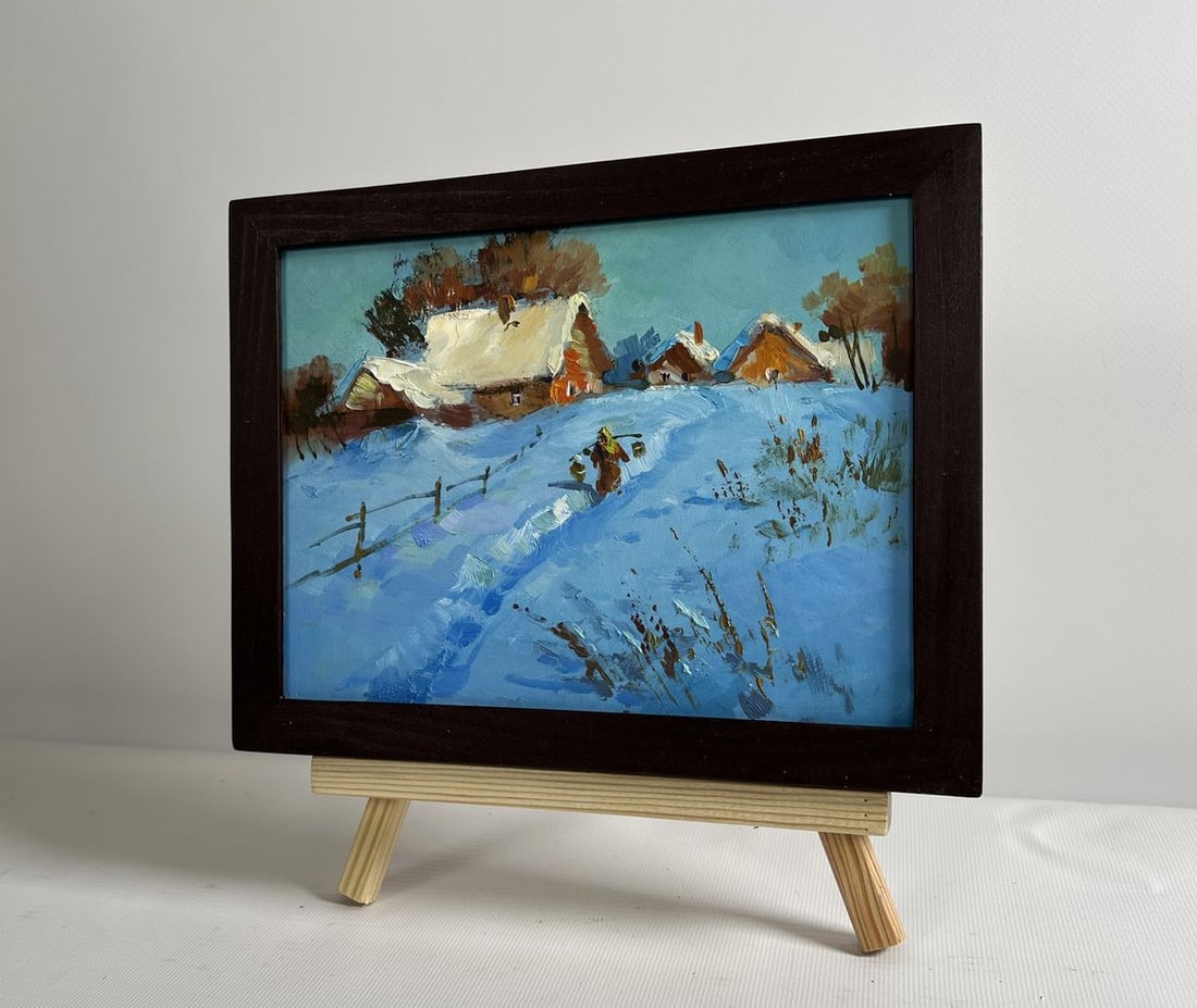 Oil painting Snowy path in the village Yuriy Suprunchuk - 2