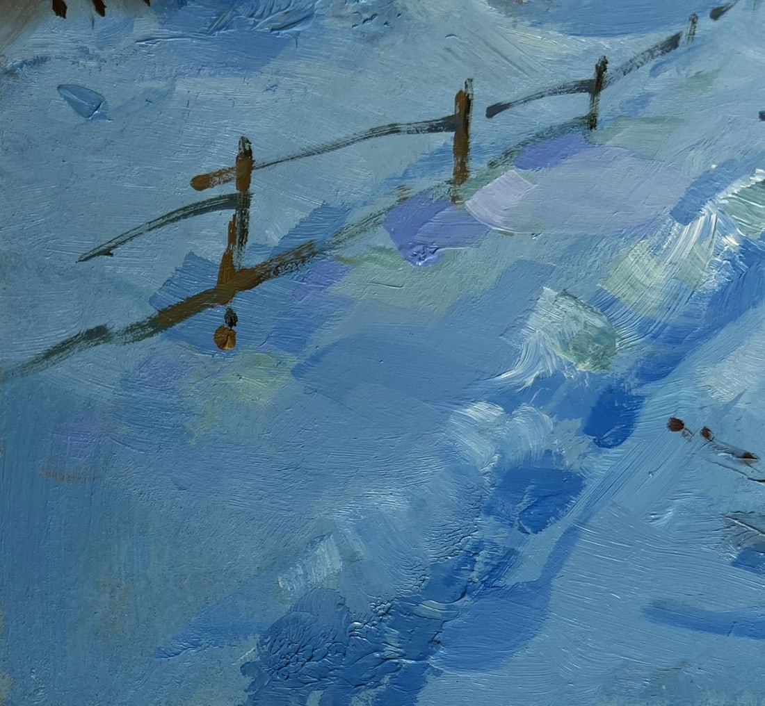 Oil painting Snowy path in the village Yuriy Suprunchuk - 6