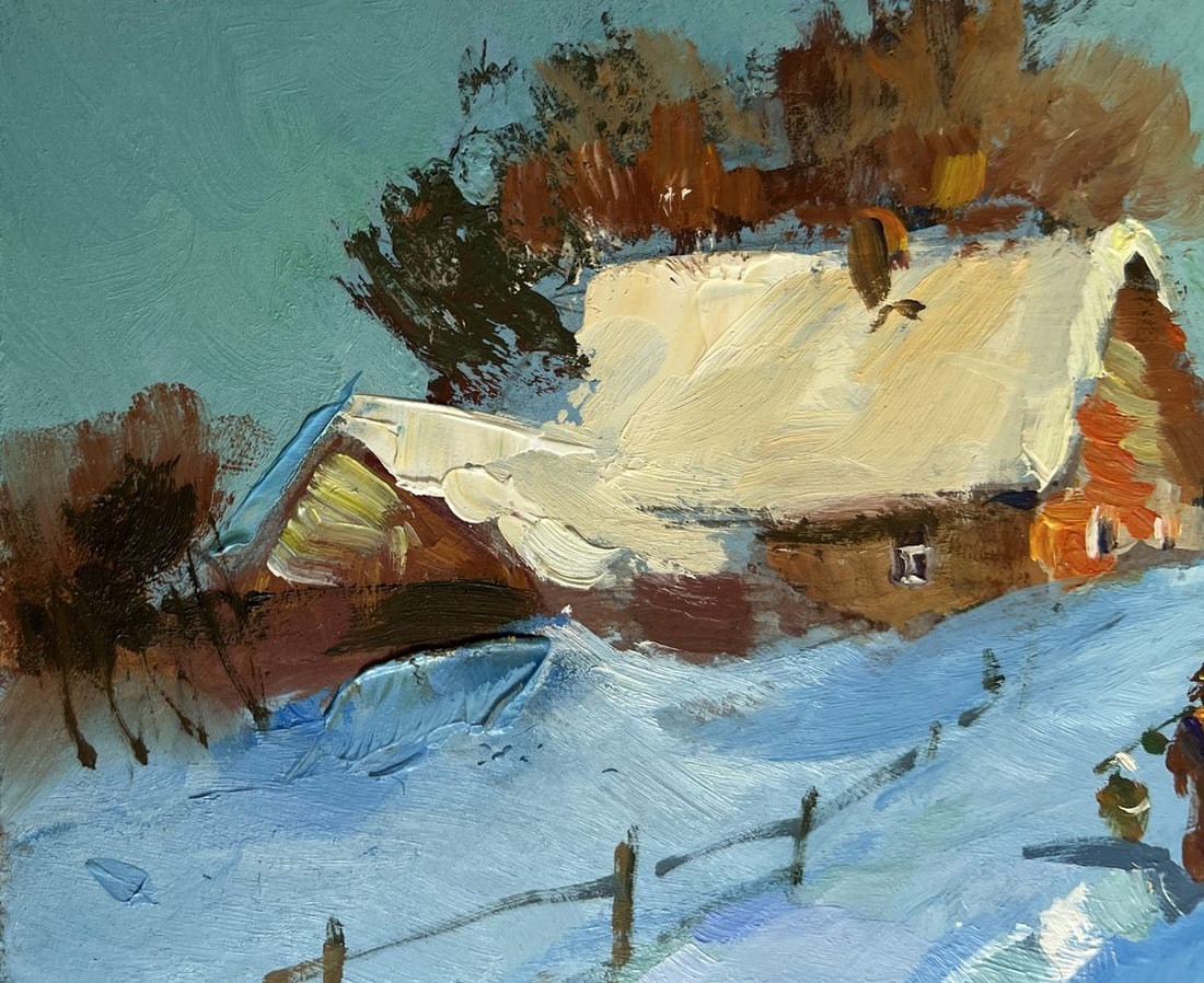 Oil painting Snowy path in the village Yuriy Suprunchuk - 7