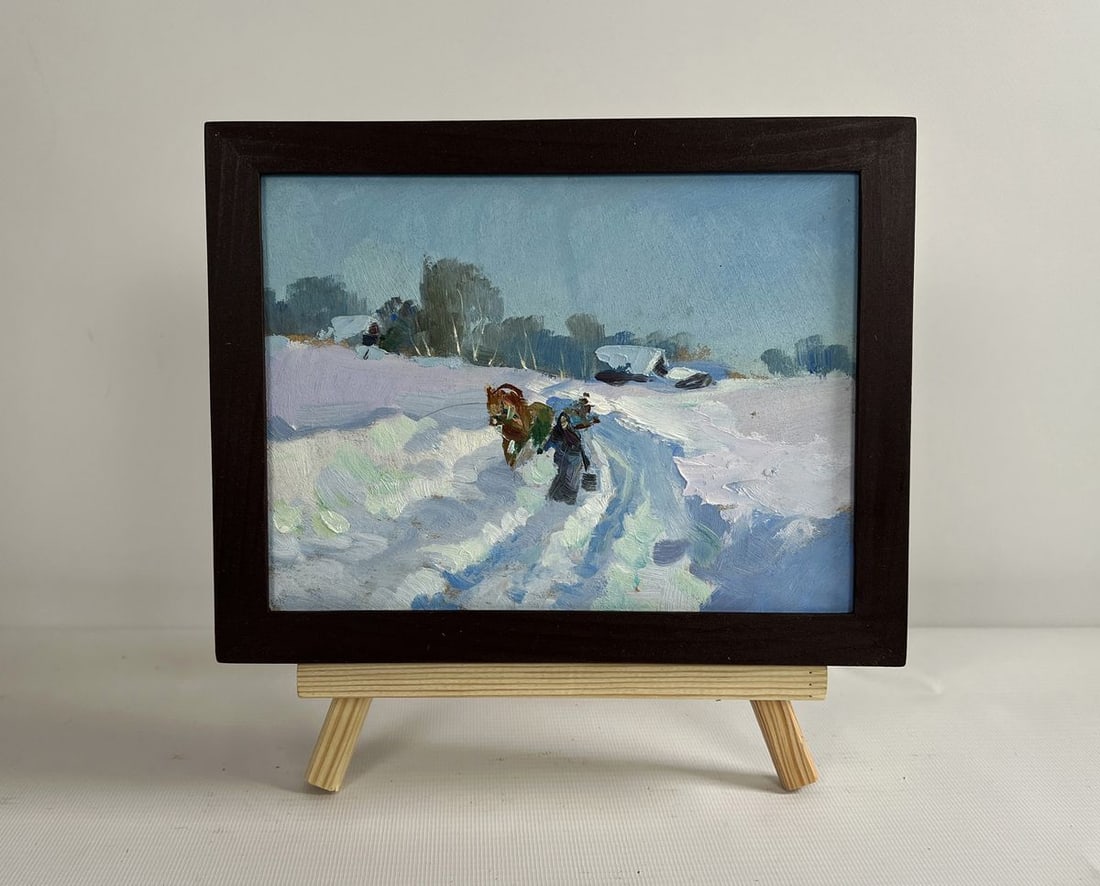 Oil painting Winter journey with a horse Yuriy Suprunchuk (1 of 8)
