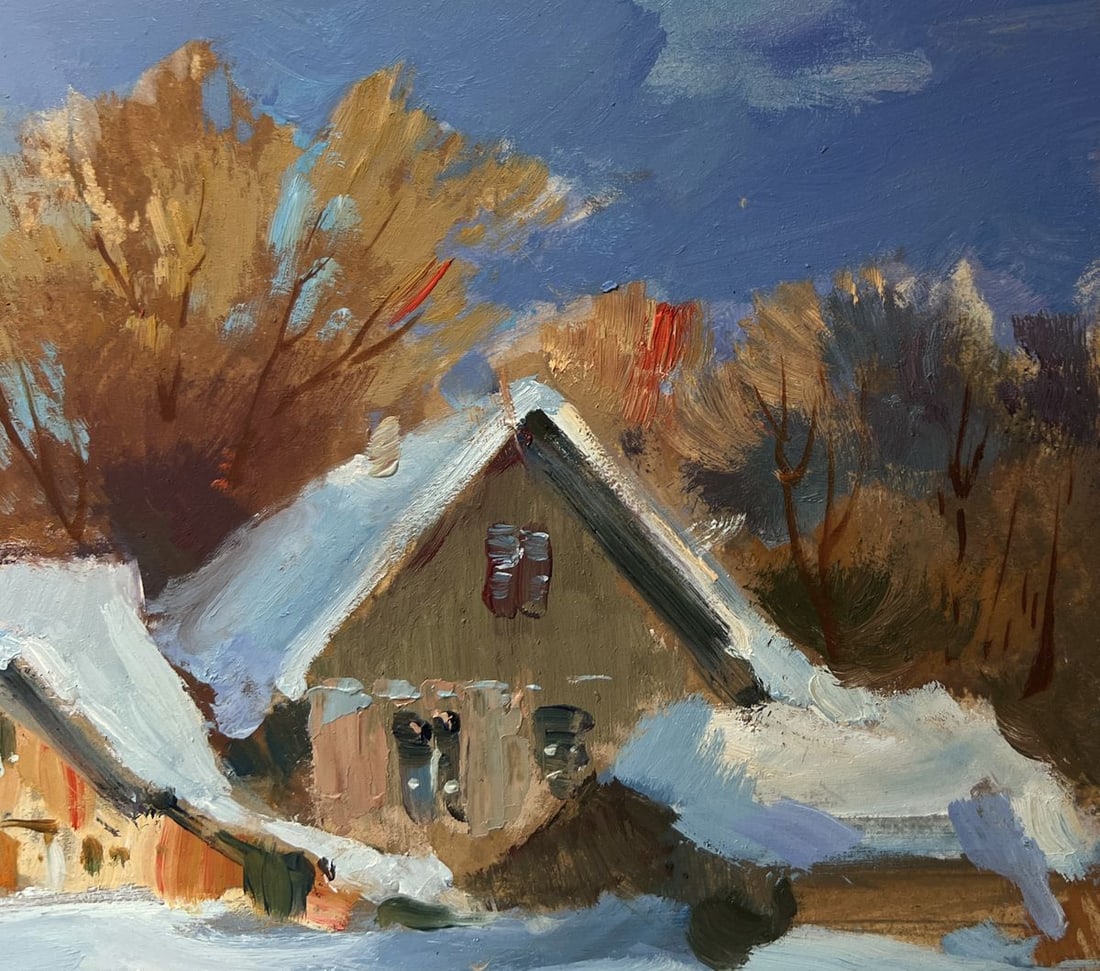 Oil painting Houses under a blanket of snow Yuriy Suprunchuk - 6